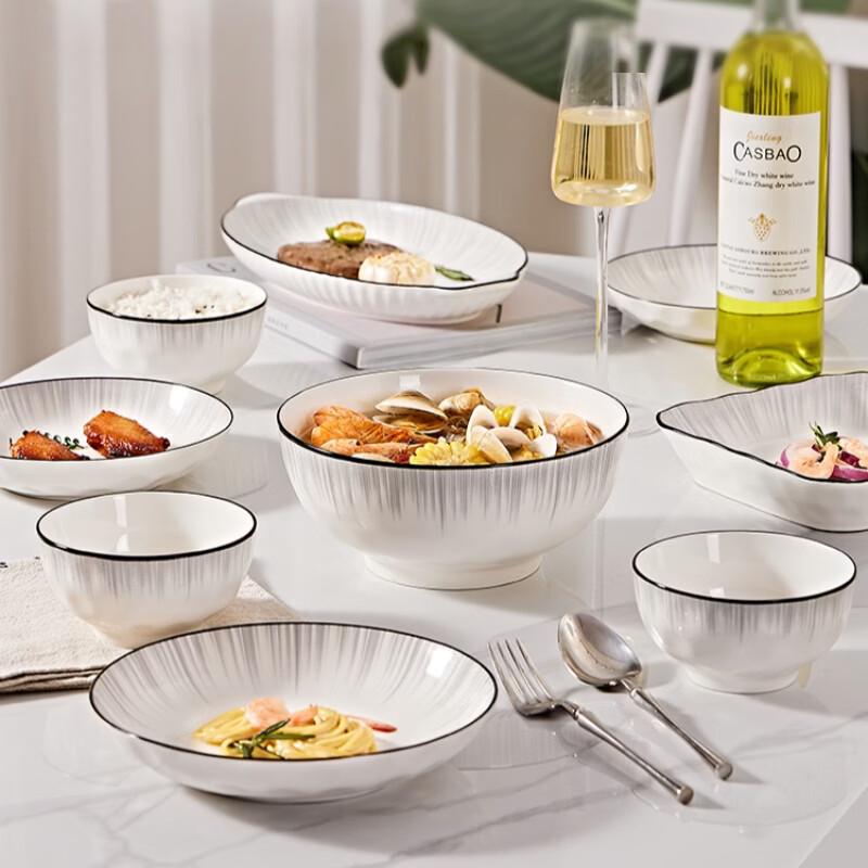 Nordic Stone Pattern 35-Piece Ceramic Dinnerware Set