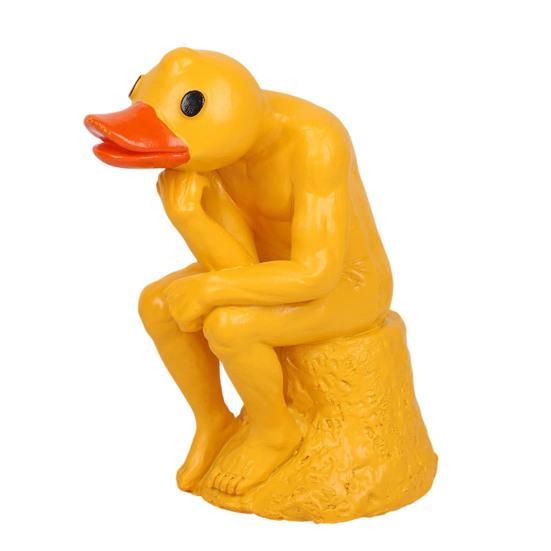 Thinking Duck Statue, Funny Duck Thinker Figurine, Little Duck Resin Sculpture for Dining Room, Office Desk Decor