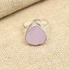 Beautiful Pink Chalcedony Gemstone 925 Sterling Silver Ring Pear Shape Handmade Jewelry