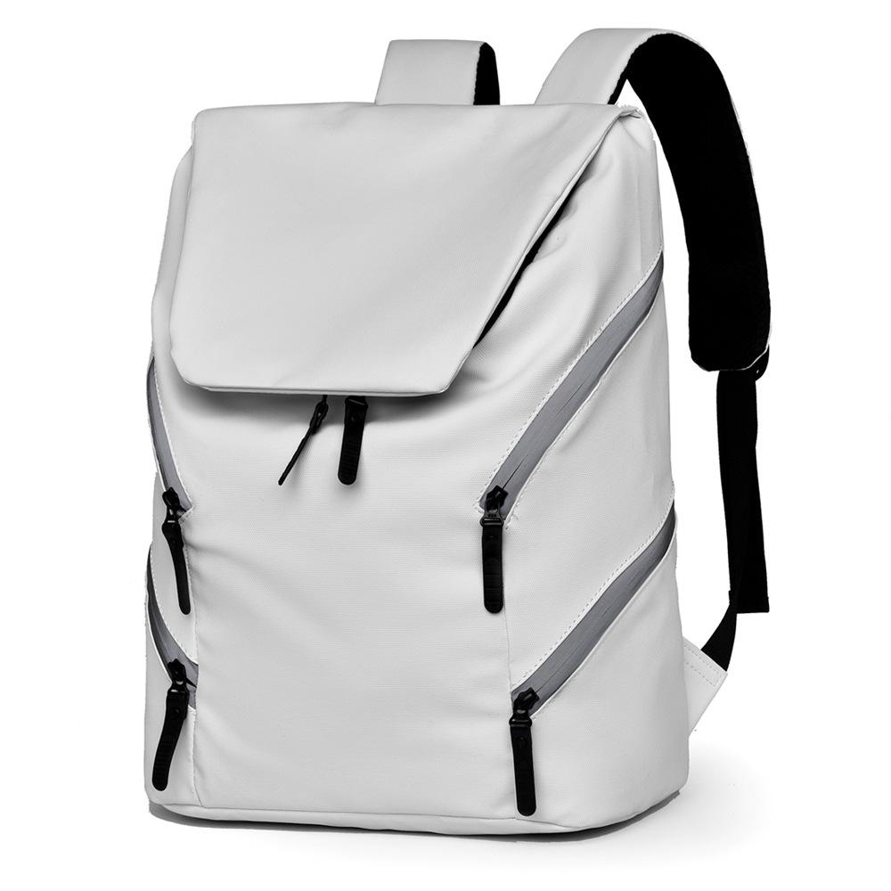 Jmg Bags Men's White Backpack For Computer Bag Large Capacity Schoolbag For College Students Japanese Leather Texture Leisure Travel Waterproof Backpack