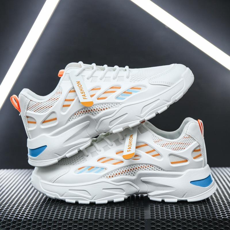 Autumn men's shoes new breathable mesh sports shoes men's trend versatile platform white shoes casual dad trendy shoes