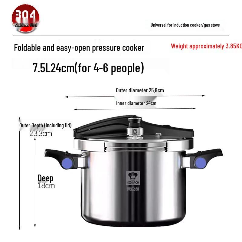 OLOEY 24cm 7.5L Foldable Lid Aluminum Pressure Cooker