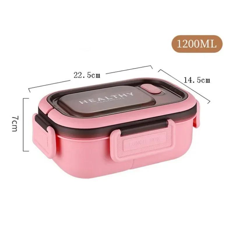 Lunch Box with Tableware for Office Workers Square Divided Microwave Oven Bento Box Leakproof Food Container for Picnic Camping