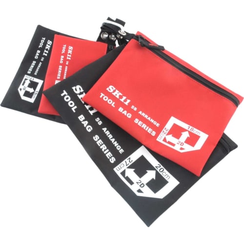 SK11 Zipper Case Set for Organizing and Storing Tools, 4 Sizes, Red and Black, SJC-SET
