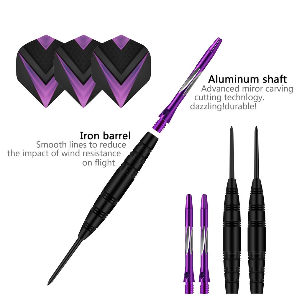 Darts Metal Tip Set 6 Aluminum Shaft Metal Dart Set Professional Darts Steel Tip Sets
