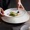 Black and White Frosted Stone Patterned Ceramic Plates, Soup Plates, Dessert Plates, Specialty Restaurant Circular Tableware