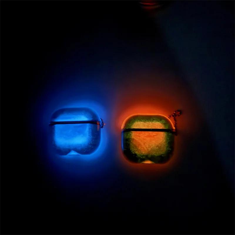 For AirPods Airpod 4 3 2 1 Pro 2 Case Luminous Shiny Quicksand Earphone Cover Headphone Moving Sand Funda Protective Hard Bag
