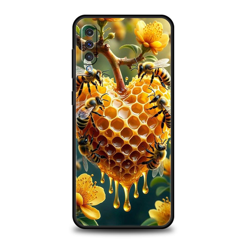 Honeybee Flower Pattern Phone Case for Samsung Galaxy A56 A36 A26 A16 A34 A24 A42 A22 A20 A12 A40 A30 A10 Soft TPU Cover Shell