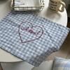 Square Checkered Tablecloth Elegant Table Mat Home Decoration Heart Embroidered Placemats  Kitchen