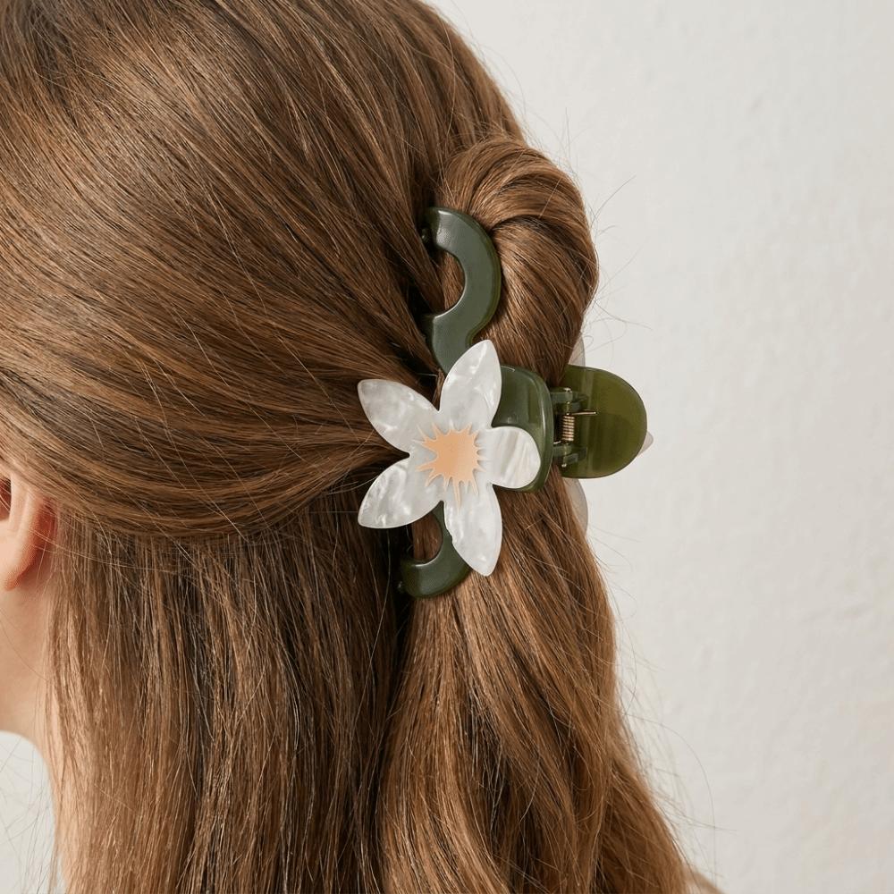 Colorful Flower Hair Claw Hairpin Acetate Shark Clip Personalized Large Hair Clip Girls
