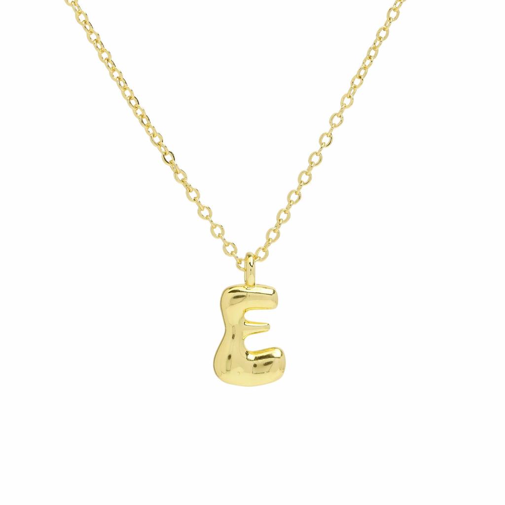 18K Gold Plated Balloon Bubble Hip Hop Necklace with 26 English Letters for Women