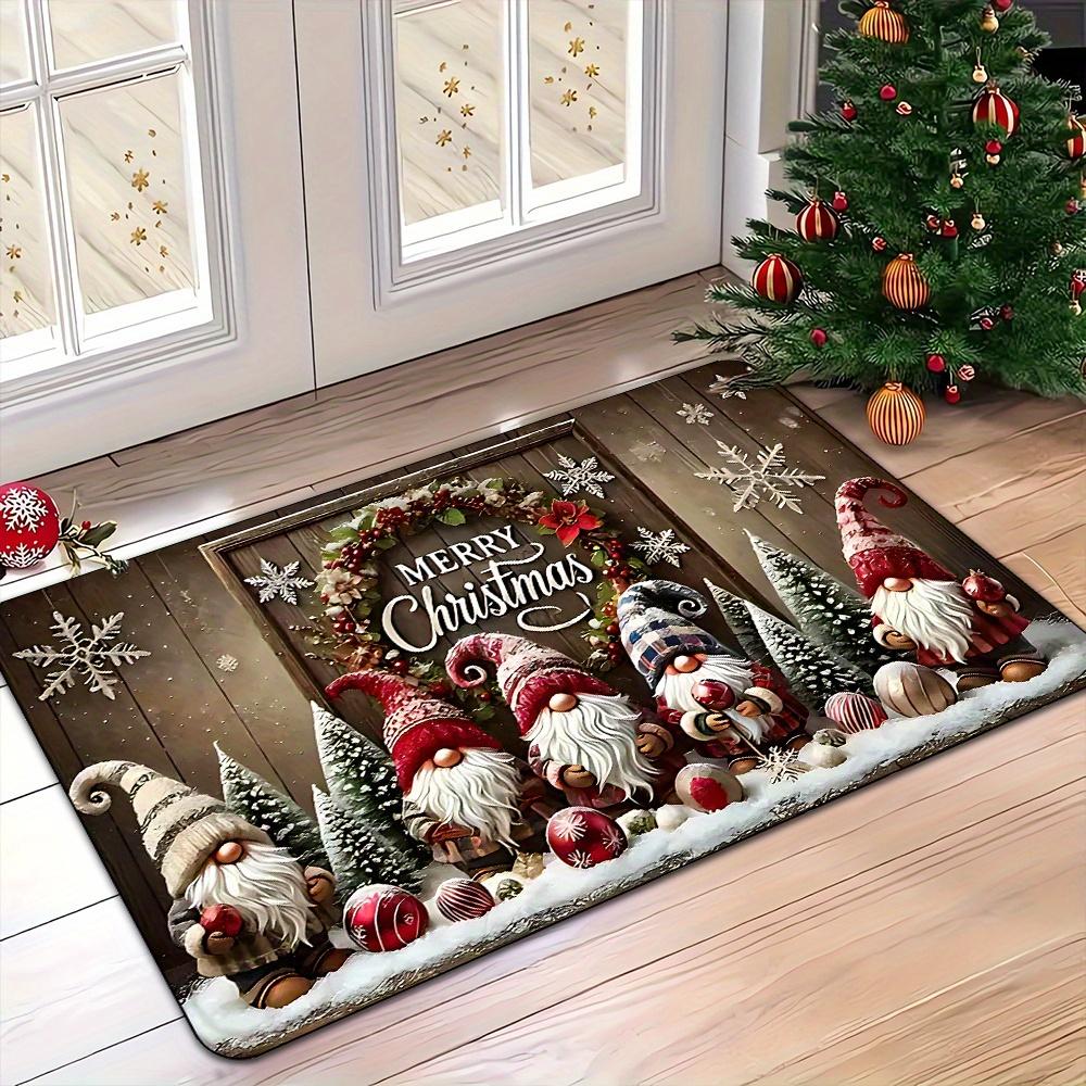 1Pcs Anti Fatigue Kitchen Rugs, Santa Claus Print Waterproof Non-Slip Thick Cushioned Kitchen Mat Heavy Duty Comfort Standing Mat for Kitchen