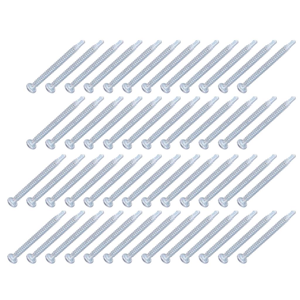 50Pcs Self Drilling Screw Cross Zinc Plated Carbon Steel Fastener Hardware 4.2x50mm Round Head