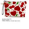 Cosmetic Storage Bag Heart And Cherrt Printing Contrast Color Makeup Organizer Zipper Closure Large Capacity Portable with Hanging Strap Beauty Bag