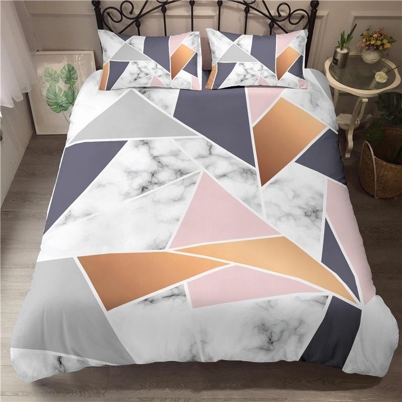 Comforter Marble Twin Queen Microfiber Geometric Bedding Set Modern Luxury Abstract Triangle Comforter For Girls Women