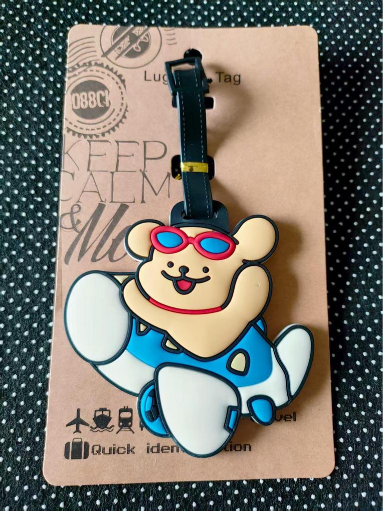 Etichetă moale din cauciuc pentru bagaje, cu desene animate: Bichon Maltez, Golden Retriever și Corgi