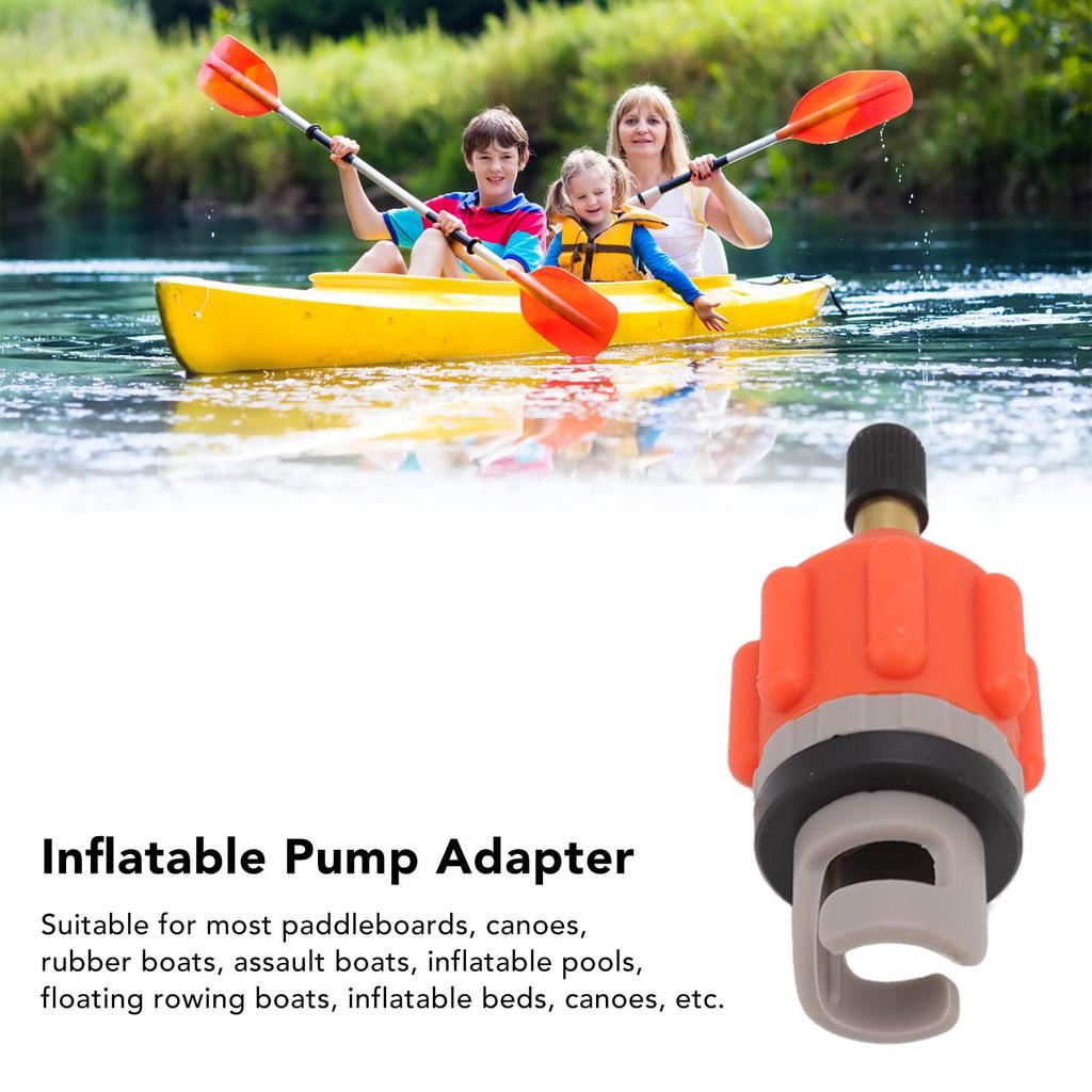 J-ouuo 2-teiliger Luftpumpen-Aufblasadapter Paddelbrett-Düsennadapter Luftventilverbindung für Kajak Schlauchboot Autopumpe (Orange)