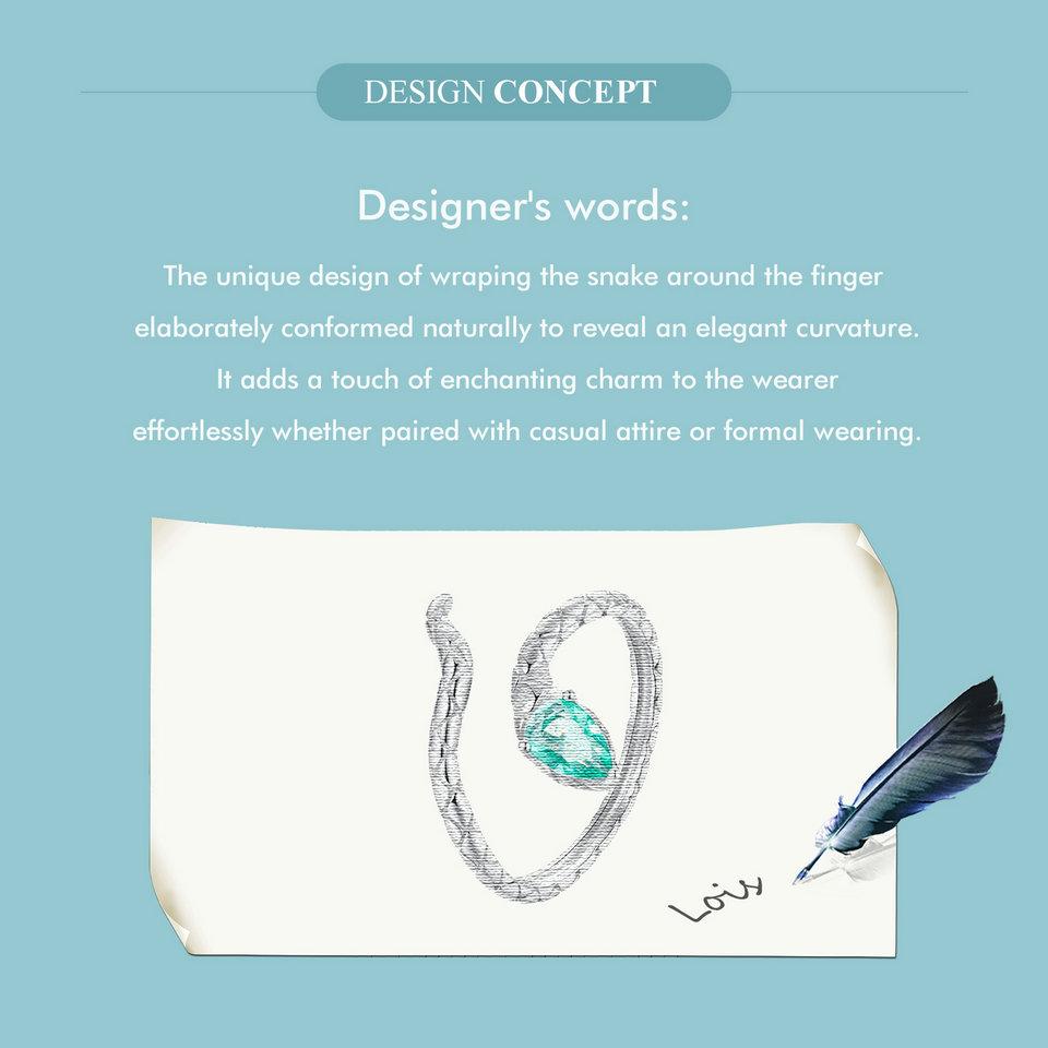 BAMOER 925 Sterling Silver Coiled Snake Ring Unique Design Ring With Formal Attire For Women Fine Jewelry Party