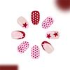 24Pieces Elegant French Tip Presses On Nail Glossy Oval Short Shape Red Pink Polkas Dots Design
