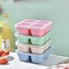 Quadratische Trenn-Bento-Box Wiederverwendbarer 4-Fächer-Lebensmittelbehälter Snack-Nüsse Mit Deckel Weizenstroh-Lunchbox Küchenzubehör