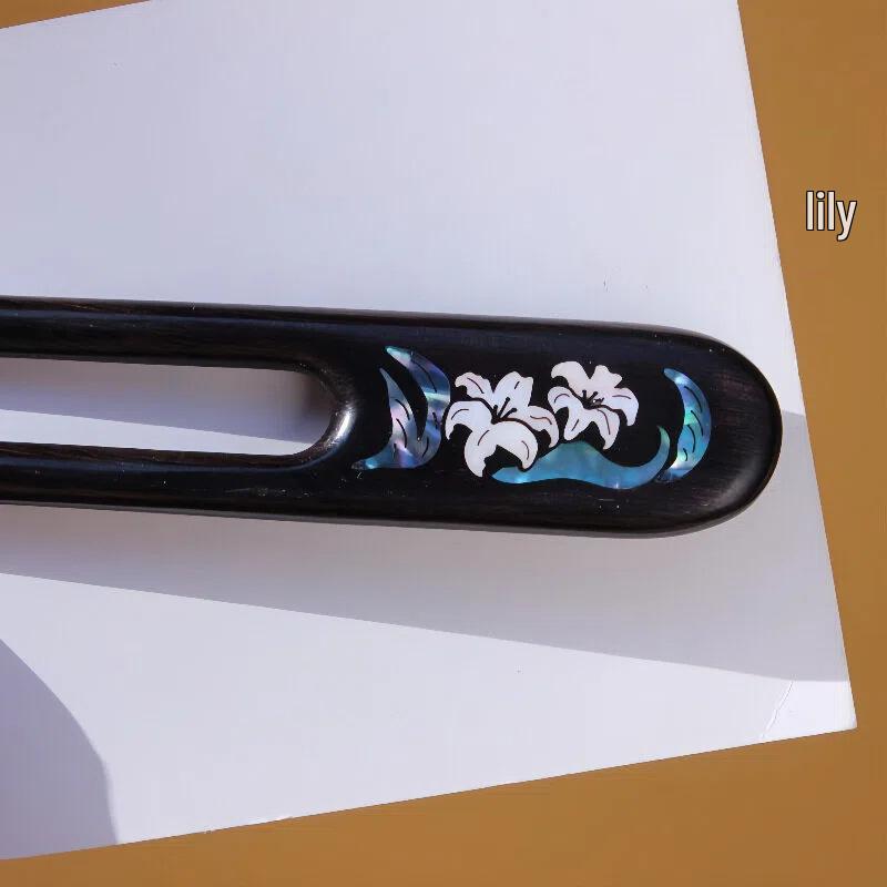 Handmade Mother-of-Pearl Inlay Purple Sandalwood Hairpin: Ancient Chinese Style Hair Accessory for Women