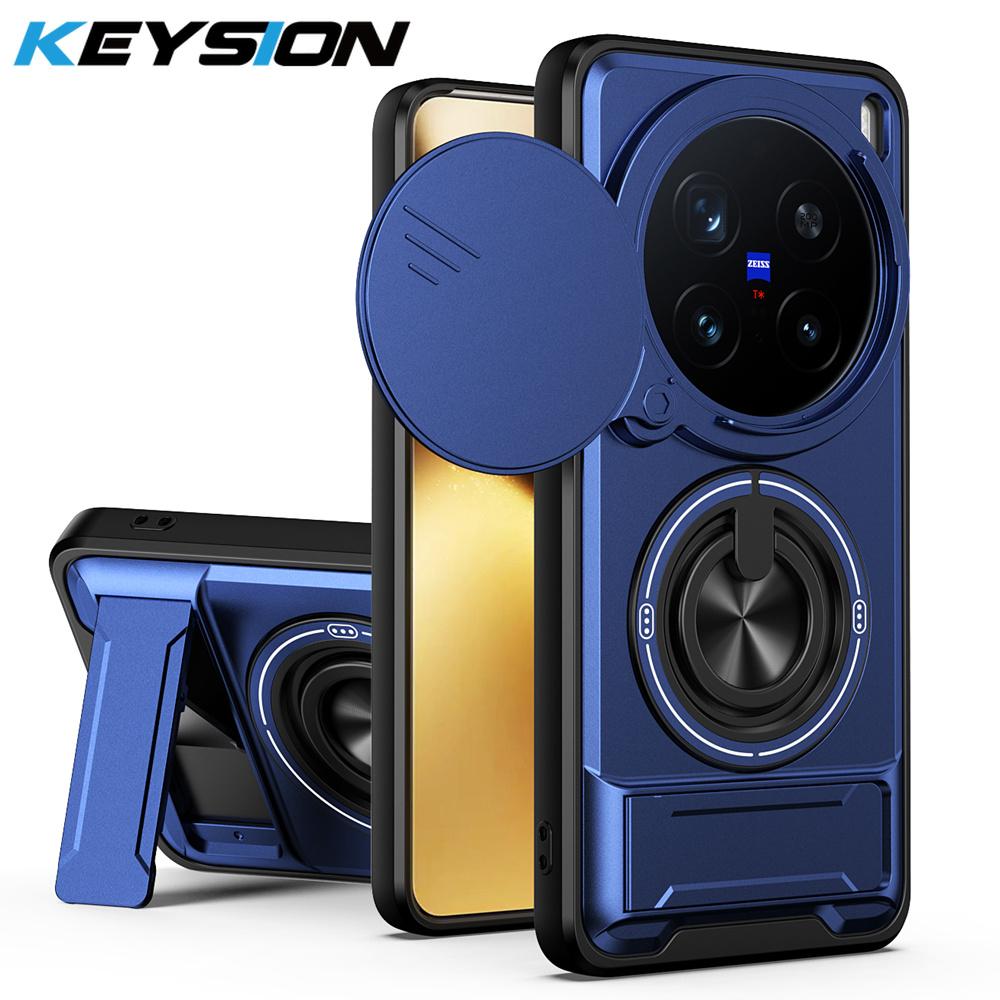 KEYSION Custodia Magnetica per Telefono per VIVO X200 Pro 5G Protezione Fotocamera a Scorrimento Supporto Verticale Anello a 360° Cover Antiurto per VIVO X200
