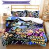 3pcs Custom Name Cartoon JoJo's Bizarre Adventure Bedding Set Duvet Cover Closure Includes 1 Duvet Cover & 2 Pillowcases for All Seasons Bedroom Decor