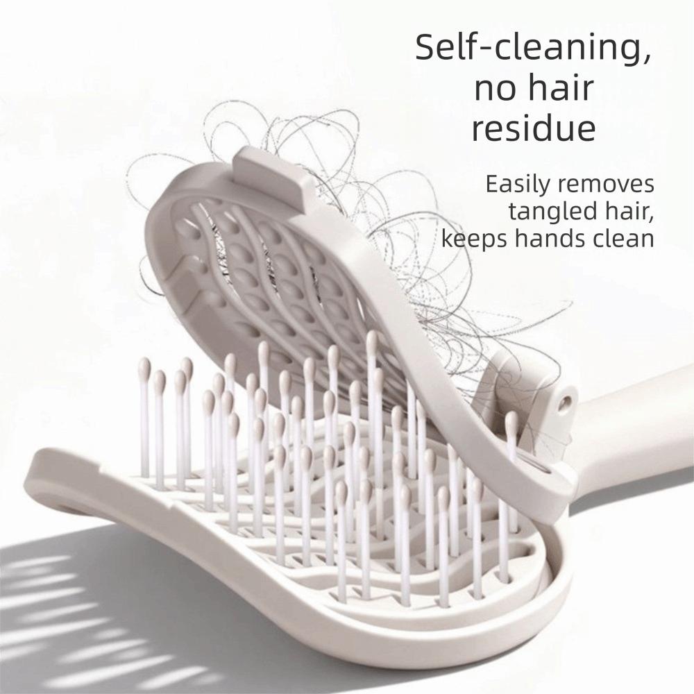 Self Clean Volumize Hair Brush Anti Static Scalp Massage Comb Foldable Massage Comb  Travel