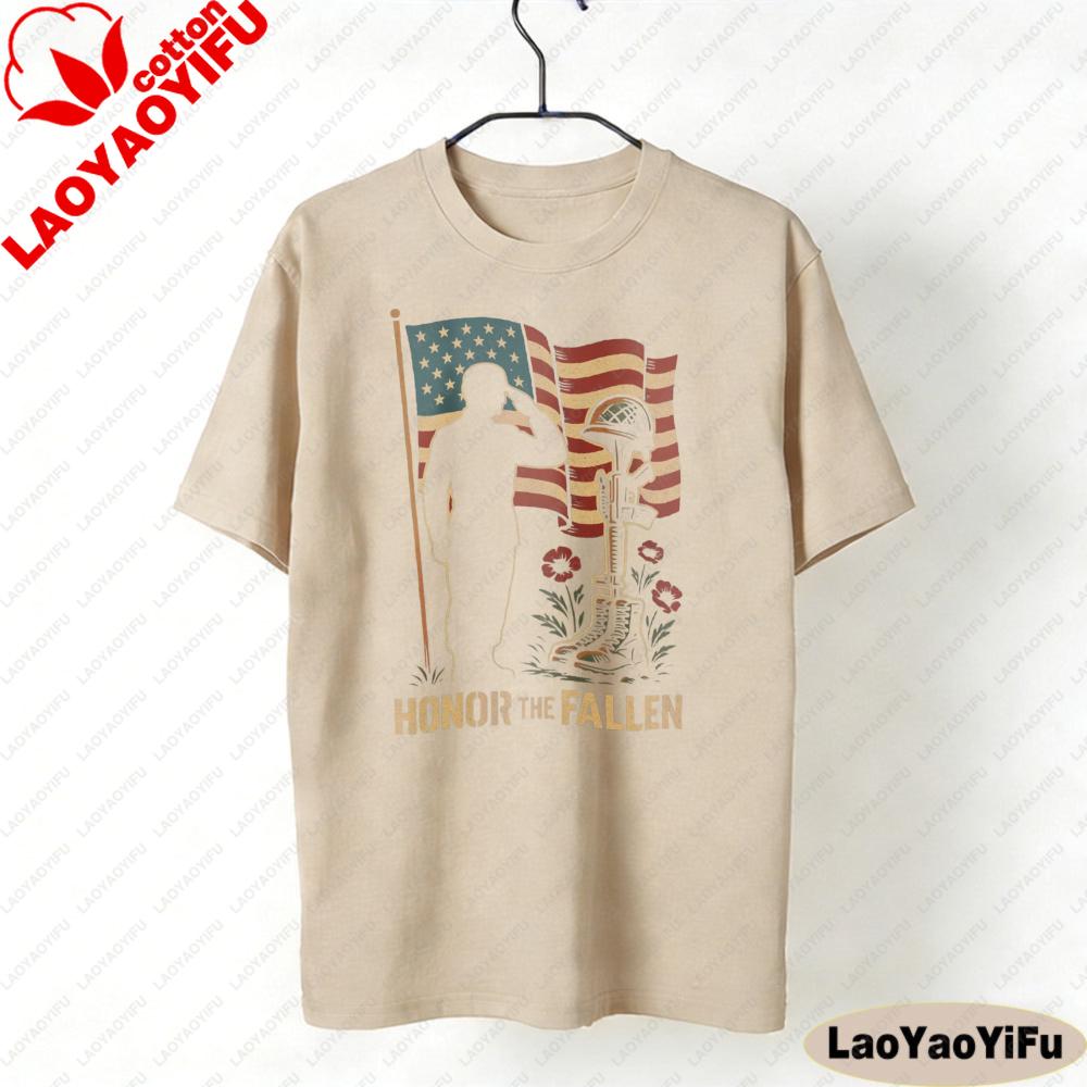 

Honor The Fallen Fashion TShirt Retro Memorial Day Veteran Tees Women T Shirt Streetwear Printed Tops Clothes Women Clothing 4XL