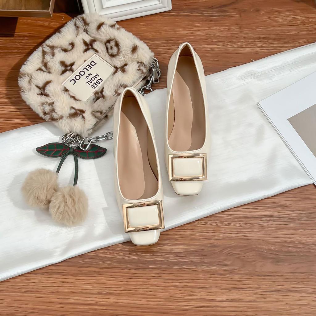 Grape mother summer new shallow single shoes women wear high-end square head high heels 2025 French fashion women's shoes