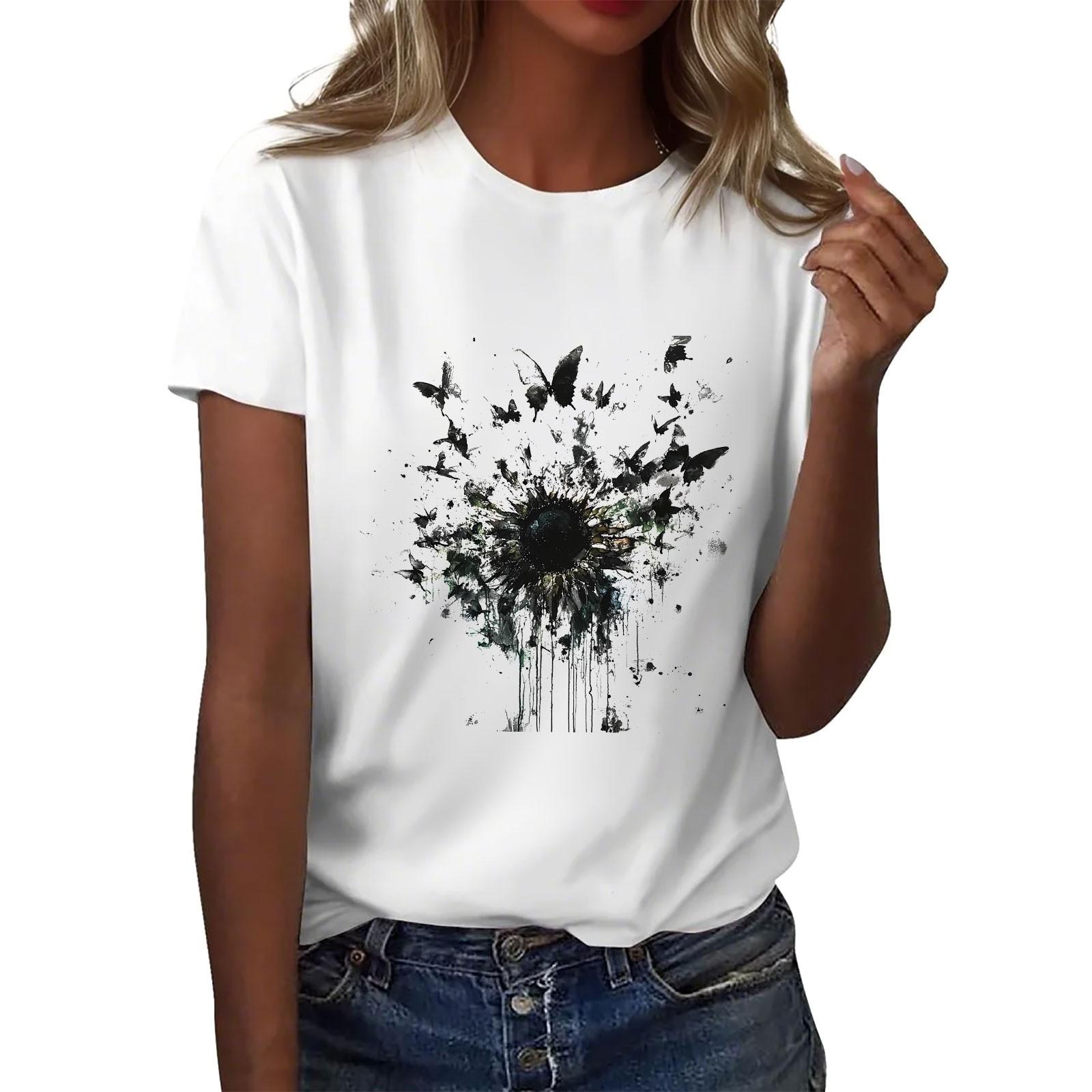 

Жіноча повсякденна футболка з круглим вирізом і короткими рукавами S Темно-синій