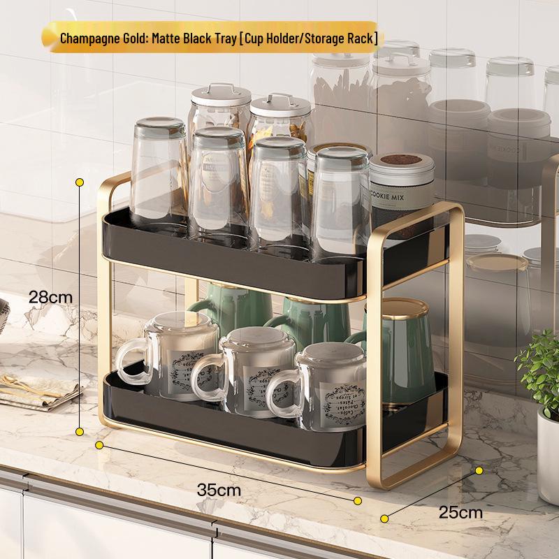 Multi-Layer Tea Set & Water Cup Storage Rack - Elegant Countertop Organizer