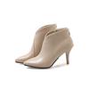 Fashion Women Shoes Fashion Metal Zipper Ankle Boots Ladies Elegant Short Plush Sexy Thin Heels Boats Mujer For Girls Size 32-43 Beige