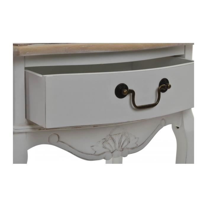 Bedside Table - WADIGA - Classic Romantic - White Wood - 1 Drawer - 35cm X 48cm X 69cm