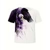 New Summer Fashion Men's 3D Printing Graffiti Pattern Loose T-Shirt Street Trendy Casual Short-Sleeved Oversized Male Clothing Eagle Patterned T-shirt