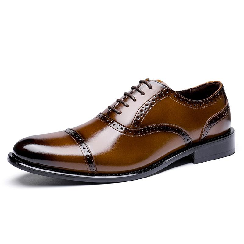 

New Brock engraved men s leather shoes men s leather business shoes casual dress three joints British business style 44