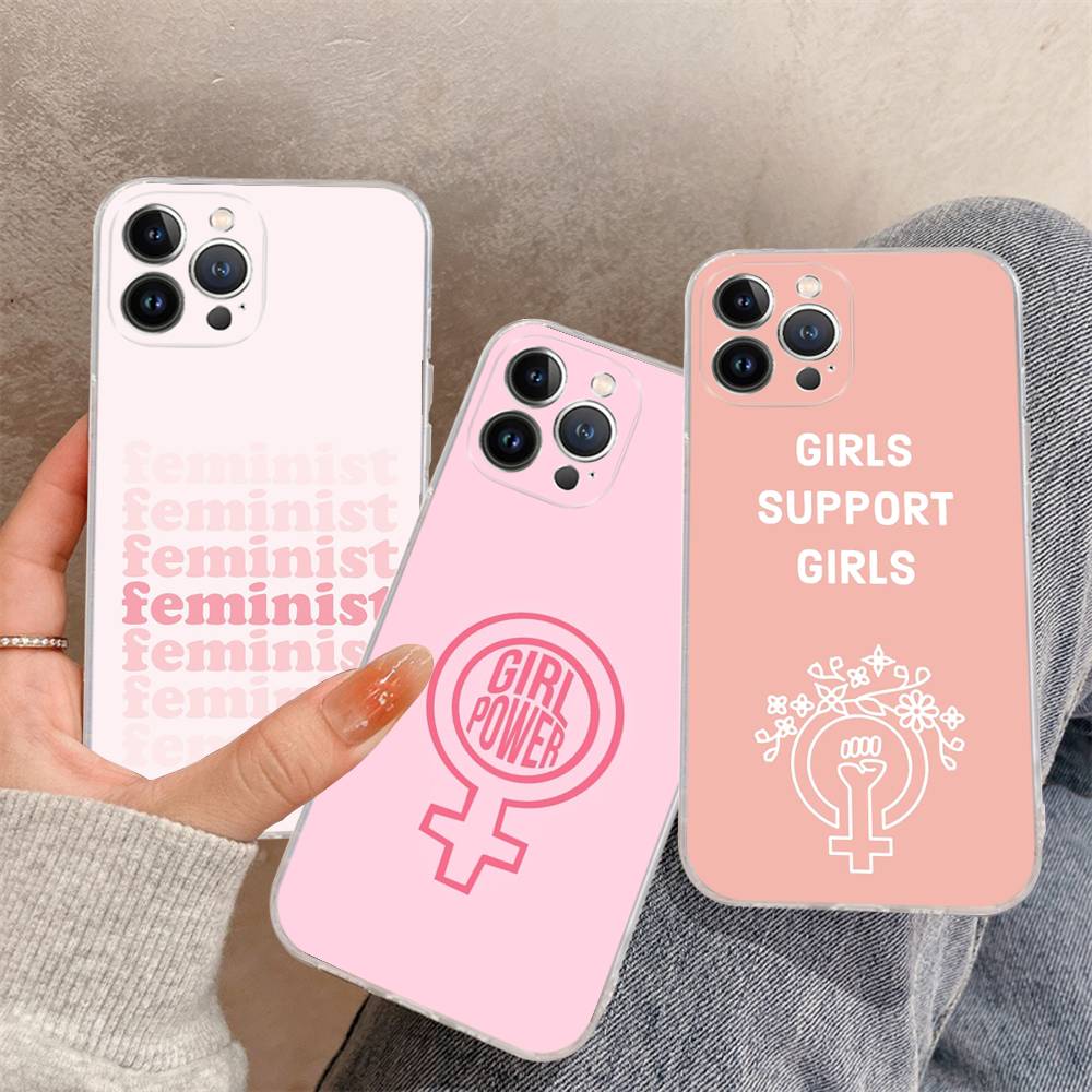 Feminist Feminism Aesthetics Girl For iPhone 17 16 15 14 13 12 Mini 11 Pro Max Transparent Case