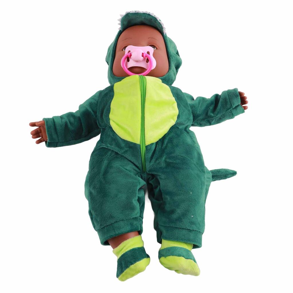 16 Inch Lifelike Baby Doll Cute Vinyl Baby Doll with Dinosaur One Piece Pajamas Pacifier for Kids