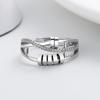 Europäischer und Amerikanischer Retro Thai Silber Angstring: Drei-Ring-Fingerring für Damen mit eingelegten Diamanten und drehender Perle
