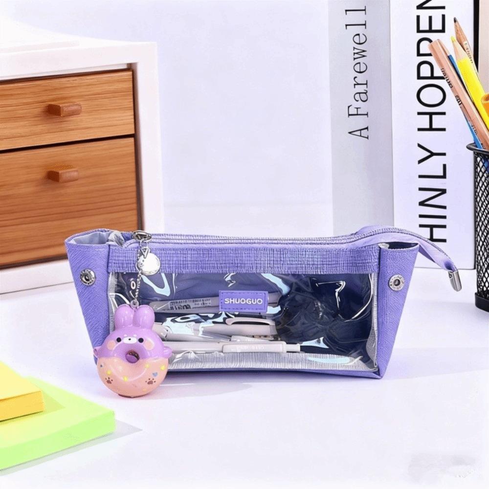 Transparent Pencil Bag Large Capacity Storage Bag Multifunctional Zipper Pen Bag Students