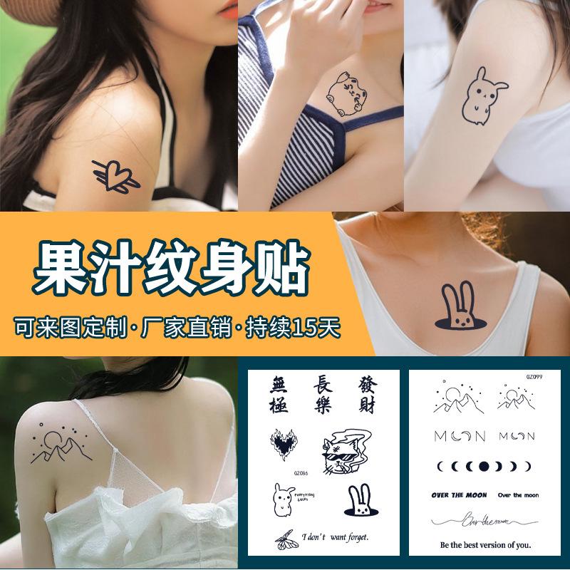 Beauty Stickers Plain Flowers Herbal Tattoo Stickers Waterproof Anime Cartoon Geometry Lasting Juice Tattoo Stickers