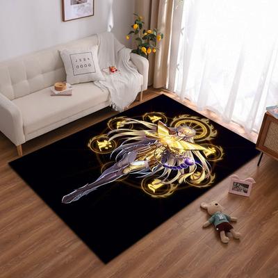 Golden Armor Fantasy Character Carpet with Black Background Suitable for Use As an Anti-slip for Living Room Bedroom Sofas