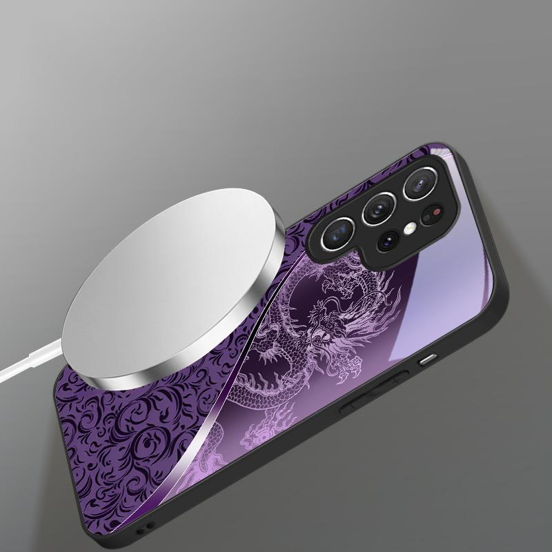 Dragon Totem Rose Purple For Samsung Galaxy S20 FE S21 S22 S23 Plus S24 Ultra 25 Edge S24Ultra For Magsafe Glass Phone Casee