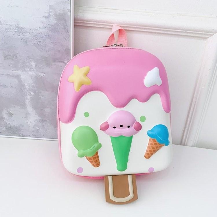 Baby School Kids Bag With Cartoon Ice Cream Design And Durable Oxford Fabric