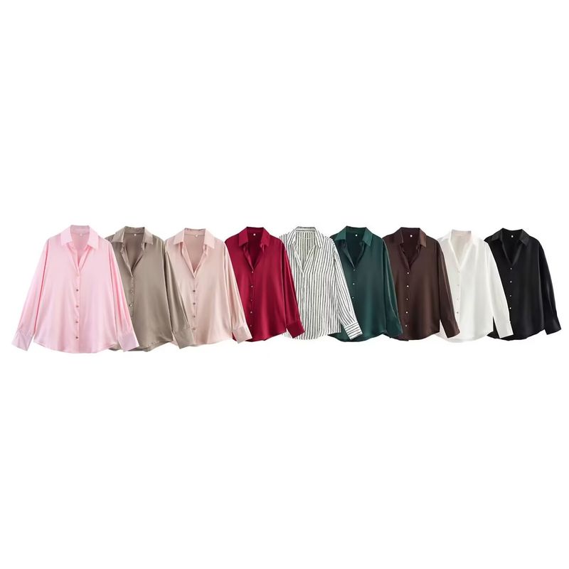 Kaslead New Arrival Women's Fashion Style Fashion Minimalist Silk Satin Textured Shirt 2074580