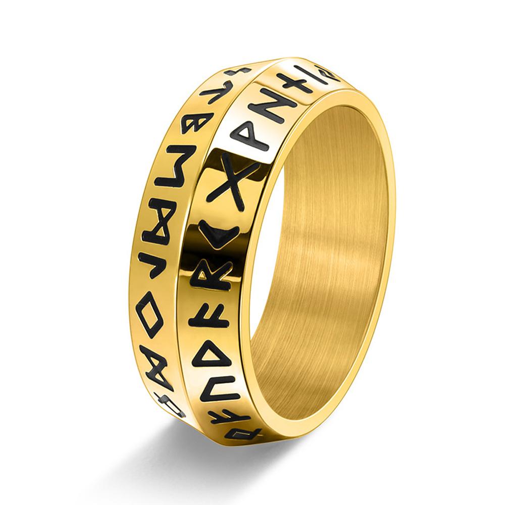 Double Bevel Edge Viking Ring Titanium Steel Norse Rune Band for Men Hand-Forged Edgy Wedding Jewelry Gift Spinner Accessories