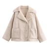 Taschendekor Einreihiger Warmer Mantel Herbst/Winter Fleecekragen Langarm Damenjacke Mantel