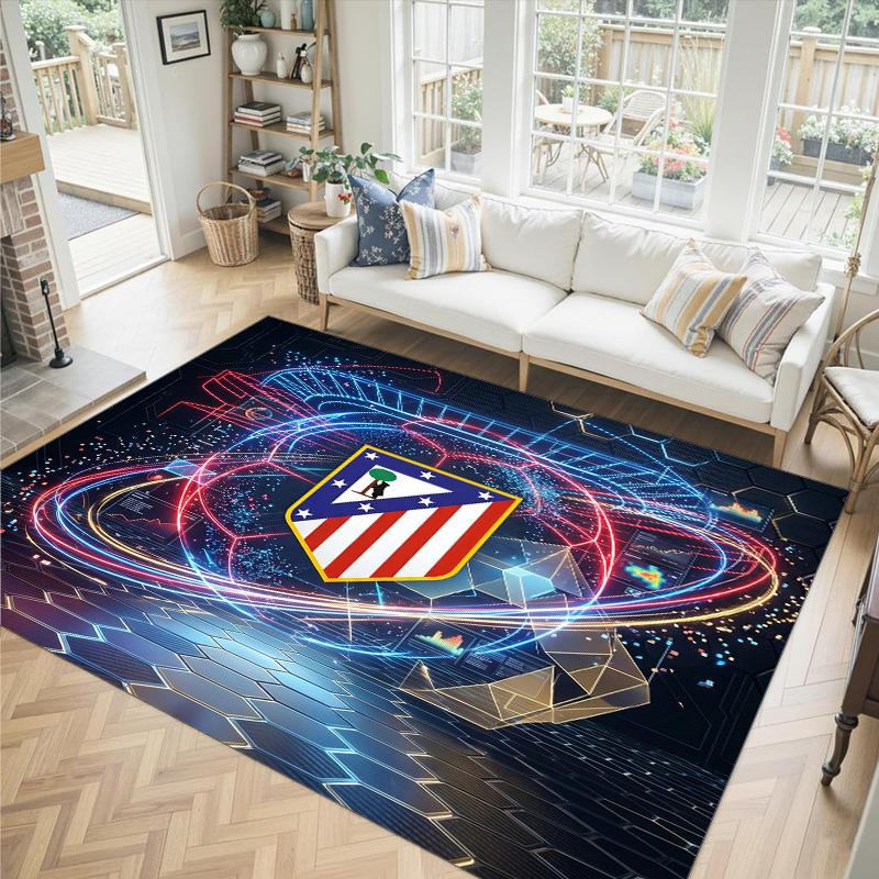 Design Atletico Madryt Kryształowy Aksamitny Dywan Przytulny Nie?Antypoślizgowy Dywan Wzorzysty Do Sypialni Salonu Przedpokoju