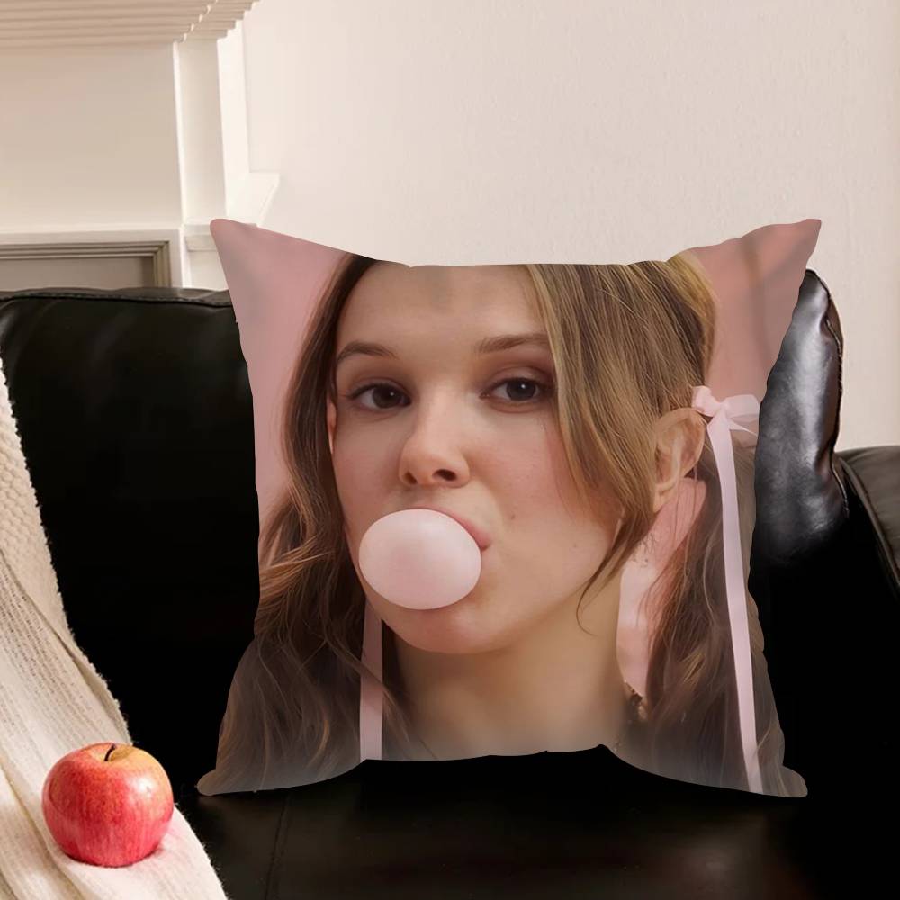M-Millie Bobby Brown Pillowcase Living Room Sofa Cushion Cover Bedroom Room Bed Pillow Cover Home Decoration
