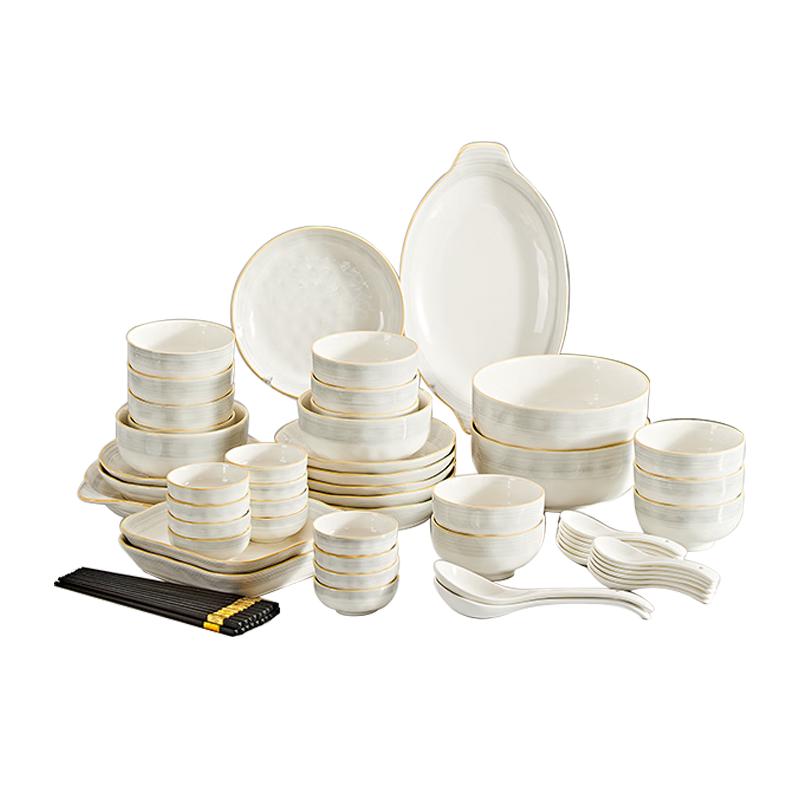 Керамический обеденный сервиз Jingdezhen, 32 предмета, подглазурная роспись